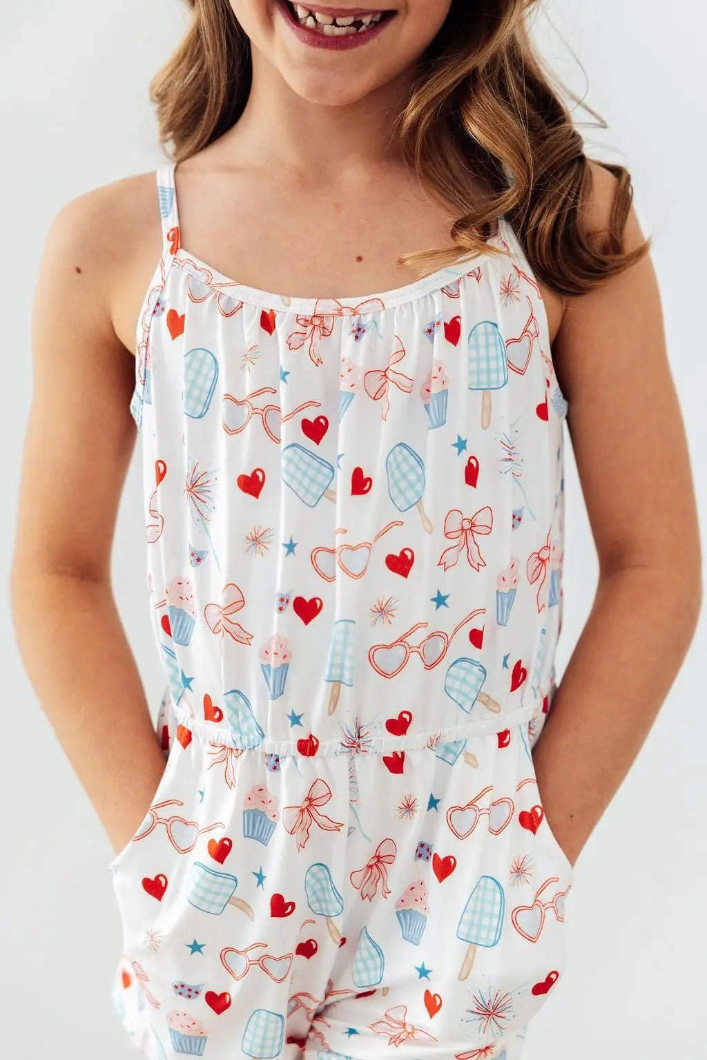 Mila & Rose ® Red, White, & Sweet Strappy Play Romper - 
