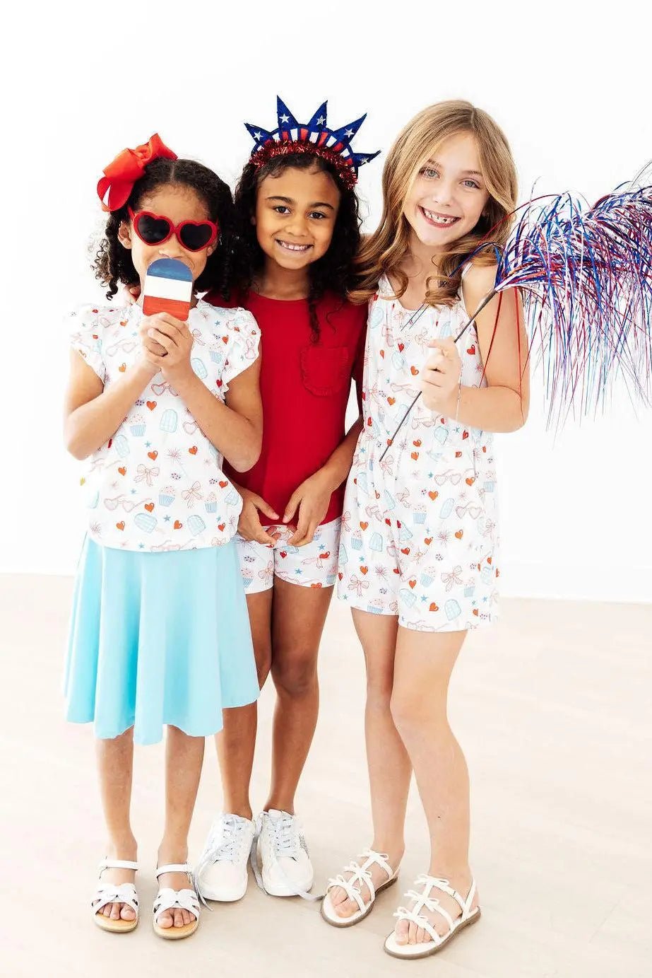 Mila & Rose ® Red, White & Sweet Twirl Shorts - 
