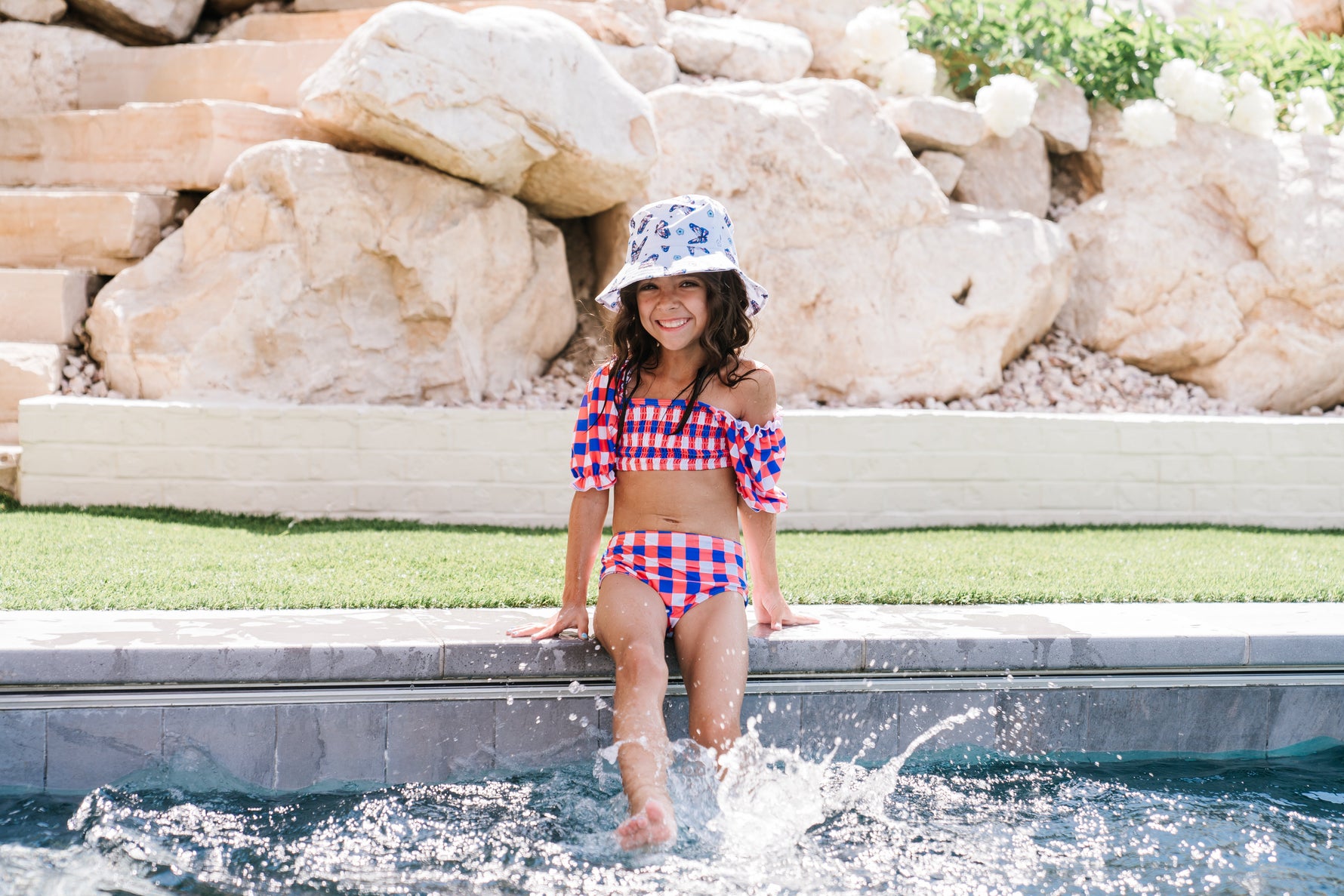 DREAM BIG LITTLE CO RED, WHITE & TRUMAN DREAM OFF THE SHOULDER SWIM SUITEveretts Place