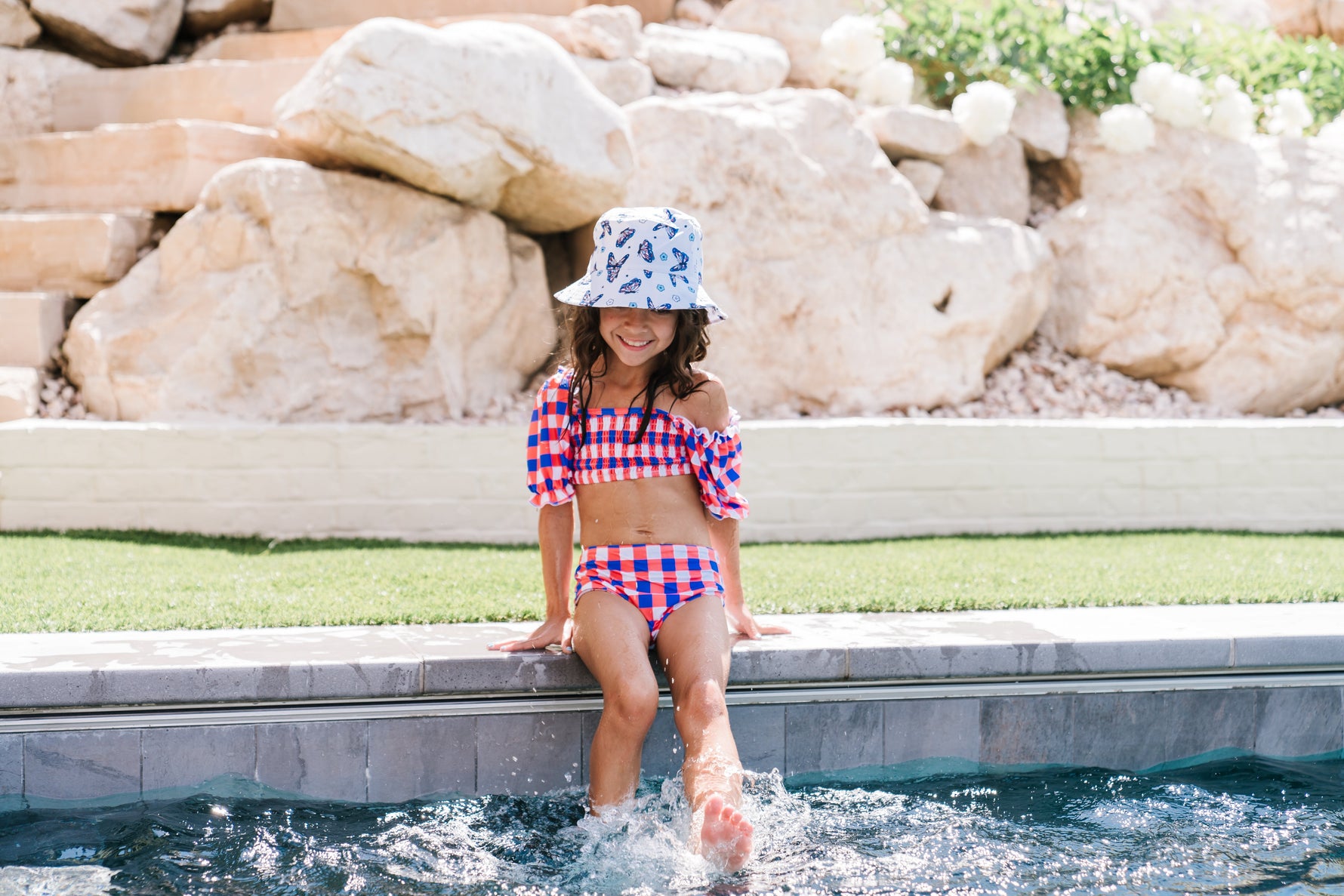 DREAM BIG LITTLE CO RED, WHITE & TRUMAN DREAM OFF THE SHOULDER SWIM SUITEveretts Place