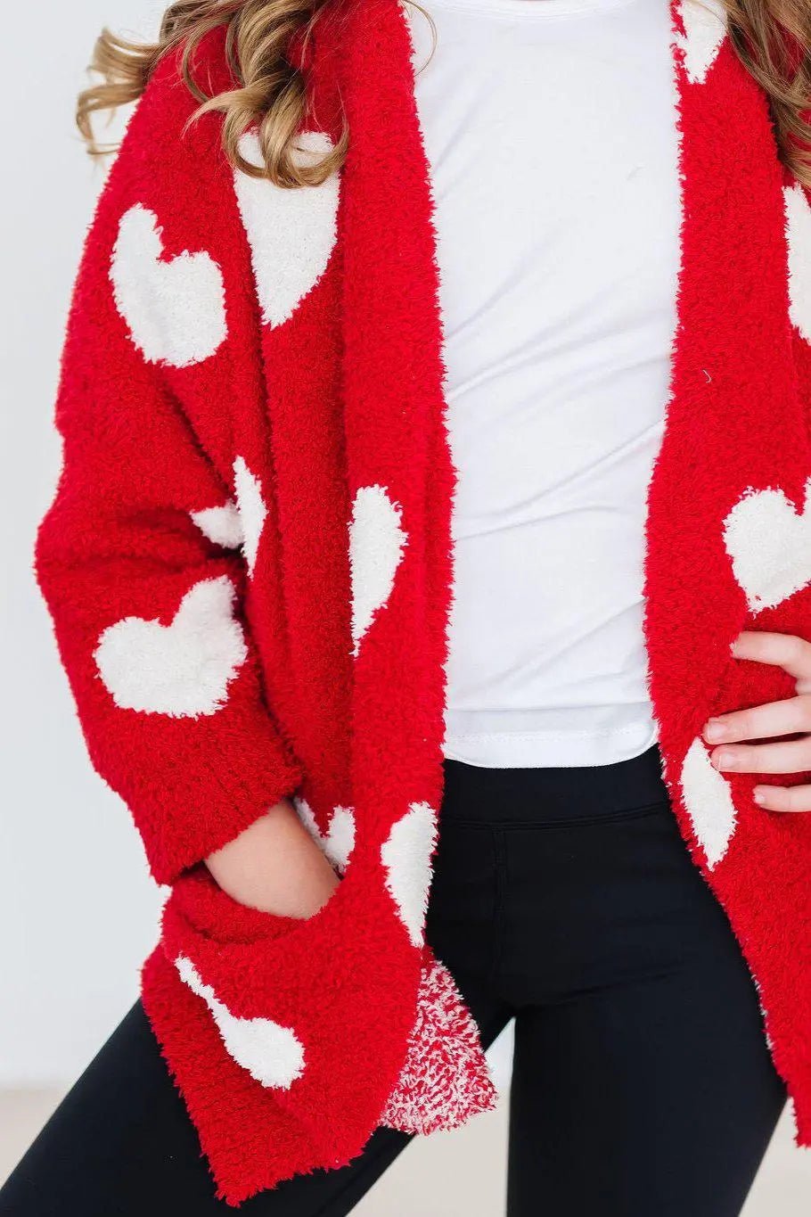 Mila & Rose ® Red/Coconut Heart Cozy Cardigan - 