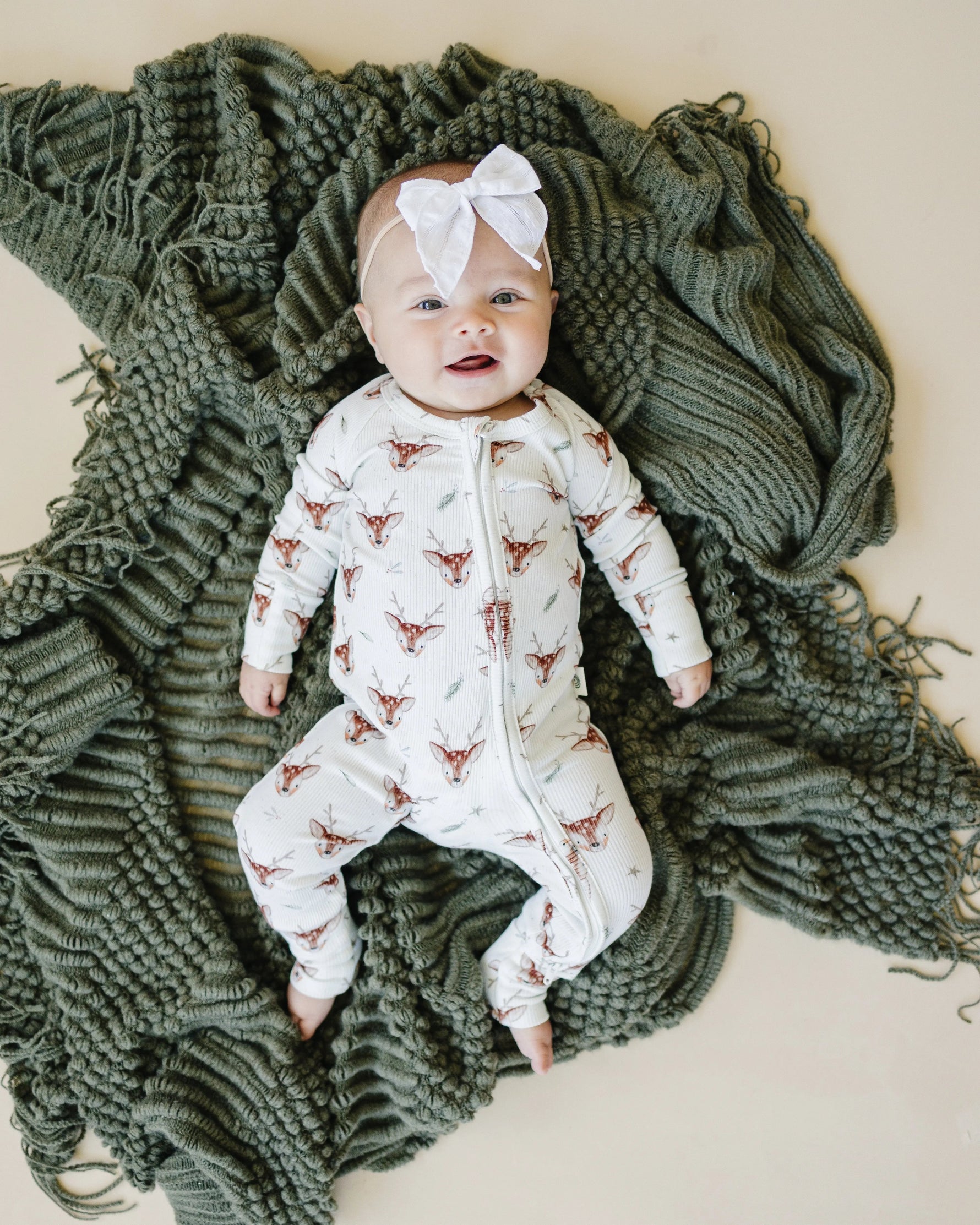 Little Joy Co. Reindeer Games Ribbed Bamboo Zippy Pajamas *NB to 3/6m left - 