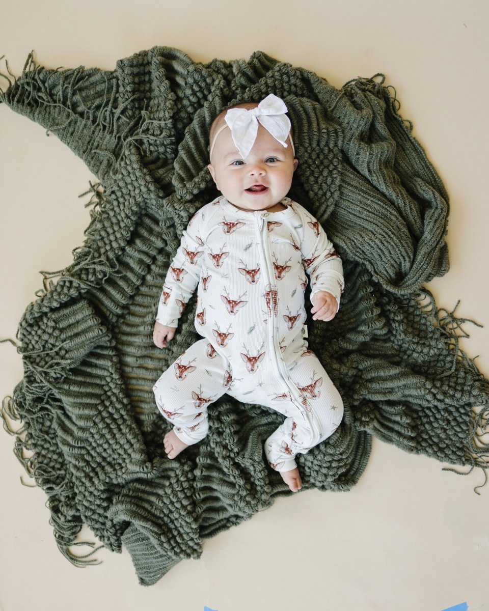 Little Joy Co. Reindeer Themed Bamboo Zippy Pajamas for Babies Cozy - Everetts Place Boutique - 