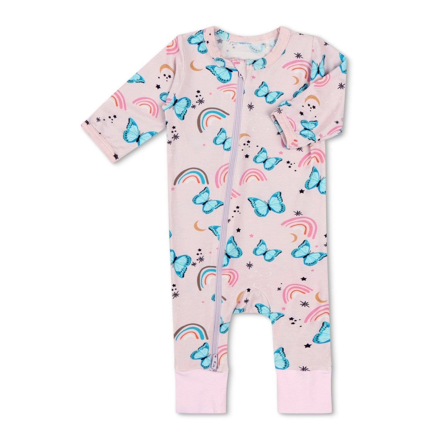 Bamboo Footie Pajamas, Retro Butterflies Print