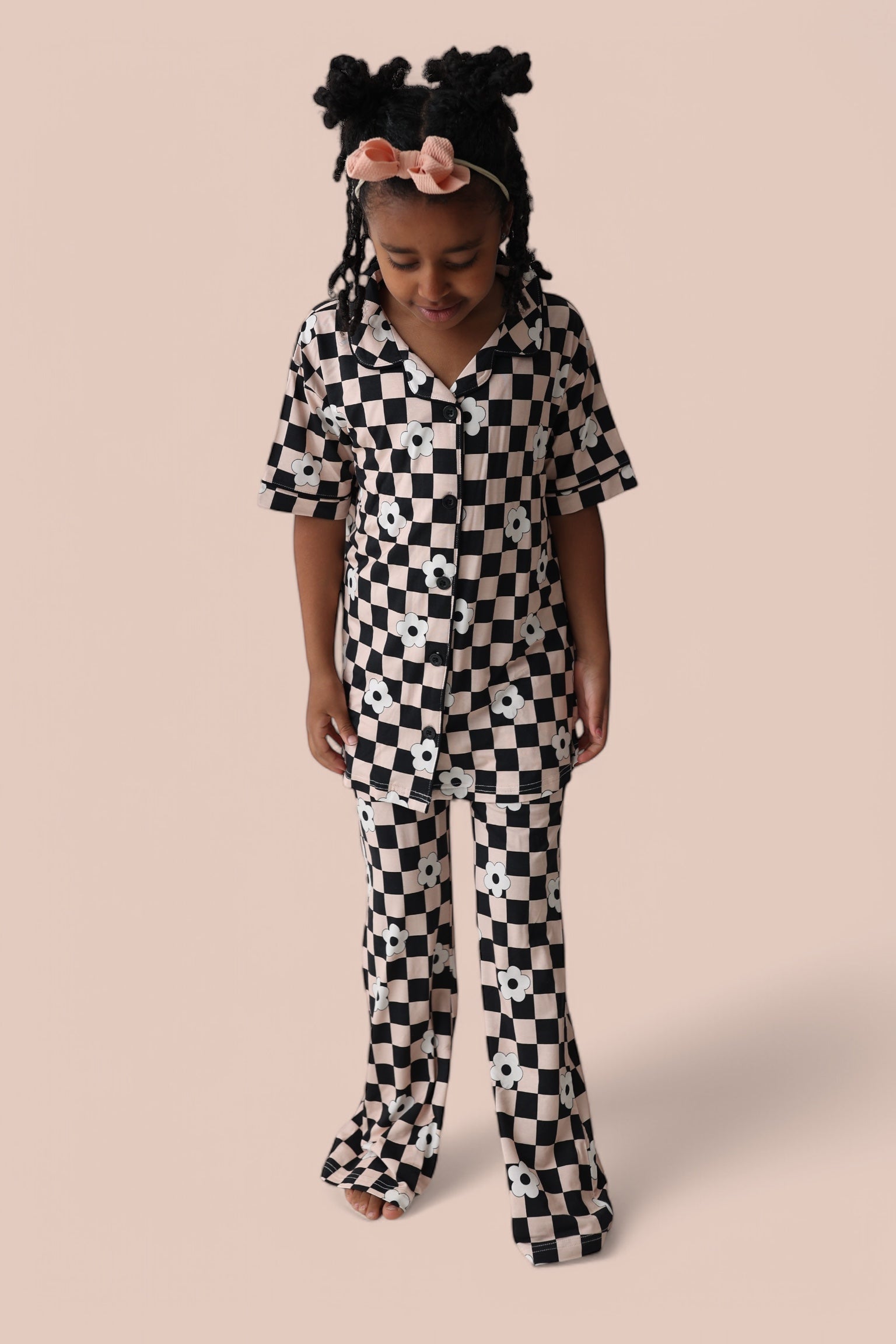 DREAM BIG LITTLE CO RETRO DAISY CHECKS SHORT SLEEVE DREAM GIRL'S FLARE SETEveretts Place