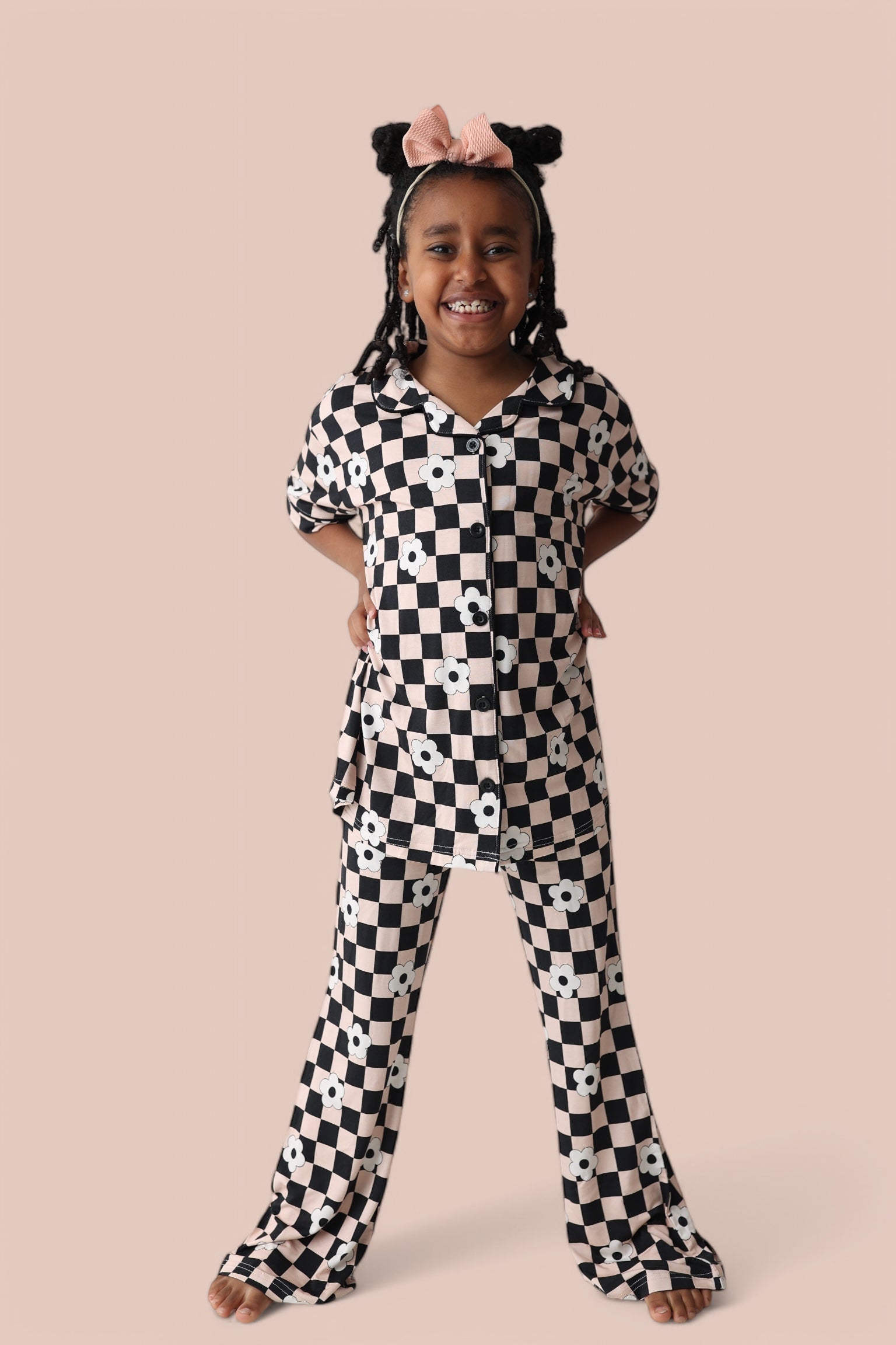 DREAM BIG LITTLE CO RETRO DAISY CHECKS SHORT SLEEVE DREAM GIRL'S FLARE SETEveretts Place