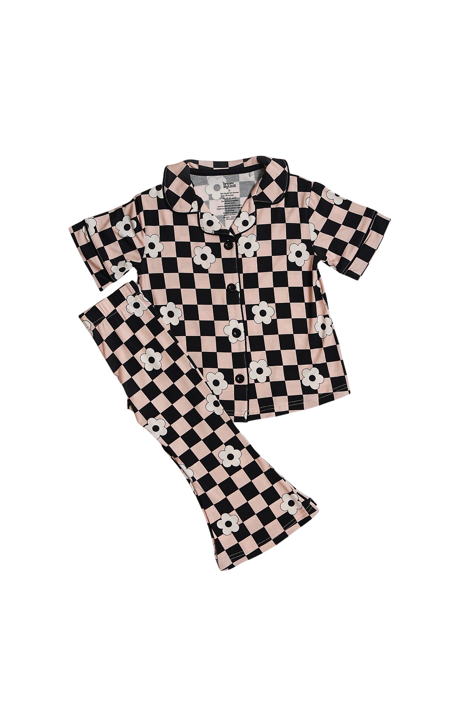DREAM BIG LITTLE CO RETRO DAISY CHECKS SHORT SLEEVE DREAM GIRL'S FLARE SETEveretts Place