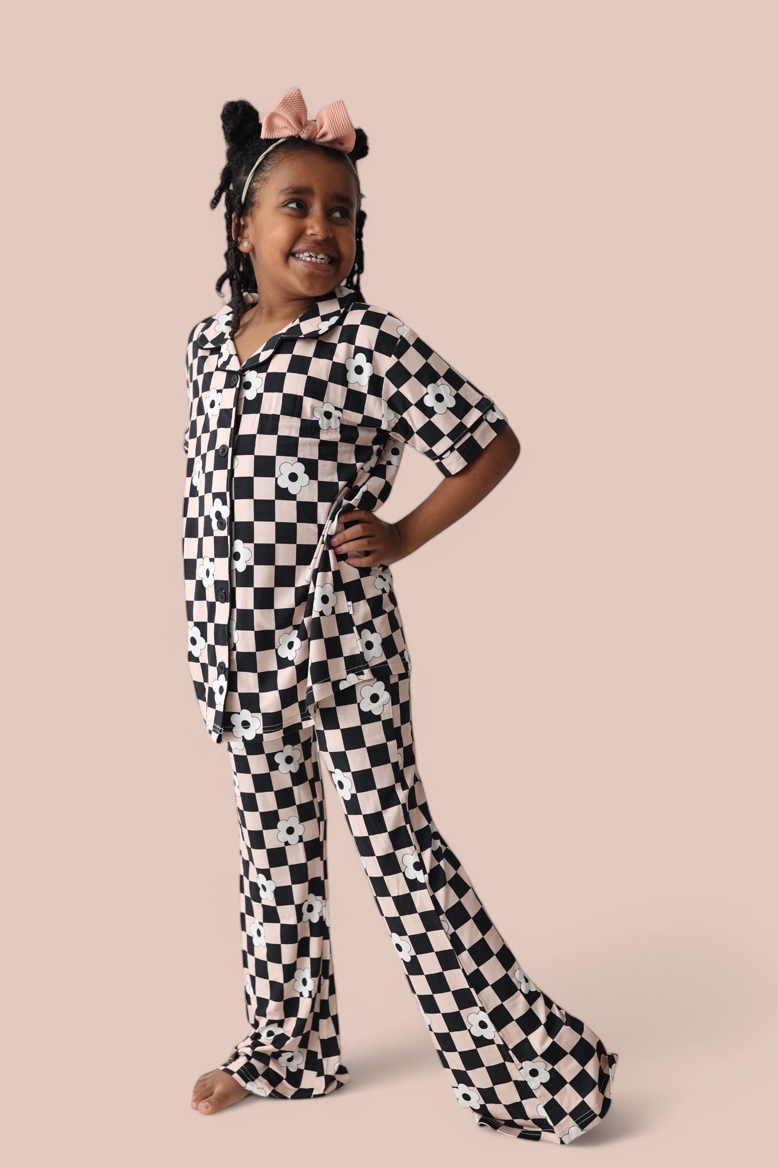 DREAM BIG LITTLE CO RETRO DAISY CHECKS SHORT SLEEVE DREAM GIRL'S FLARE SETEveretts Place