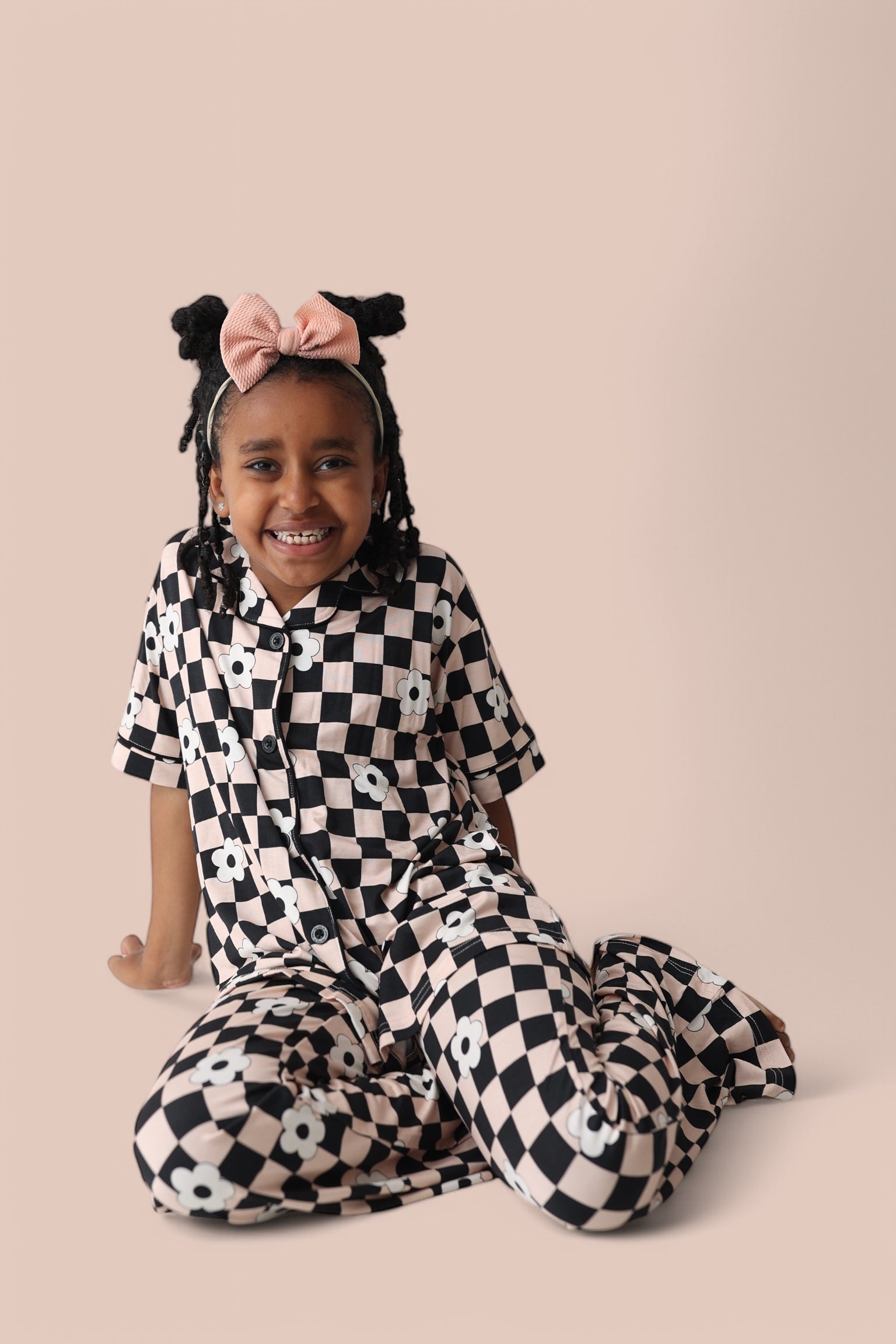 DREAM BIG LITTLE CO RETRO DAISY CHECKS SHORT SLEEVE DREAM GIRL'S FLARE SETEveretts Place