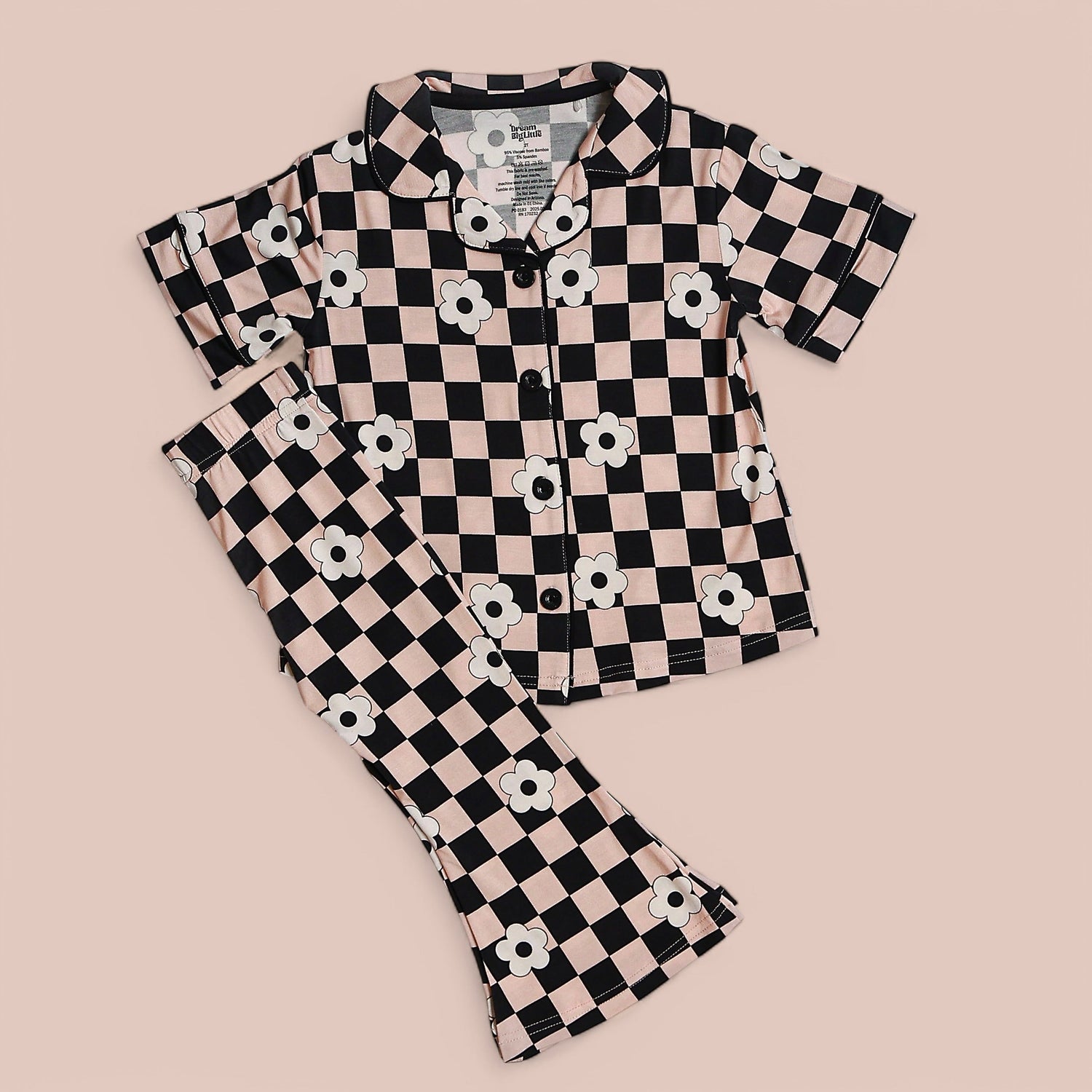 DREAM BIG LITTLE CO RETRO DAISY CHECKS SHORT SLEEVE DREAM GIRL'S FLARE SETEveretts Place