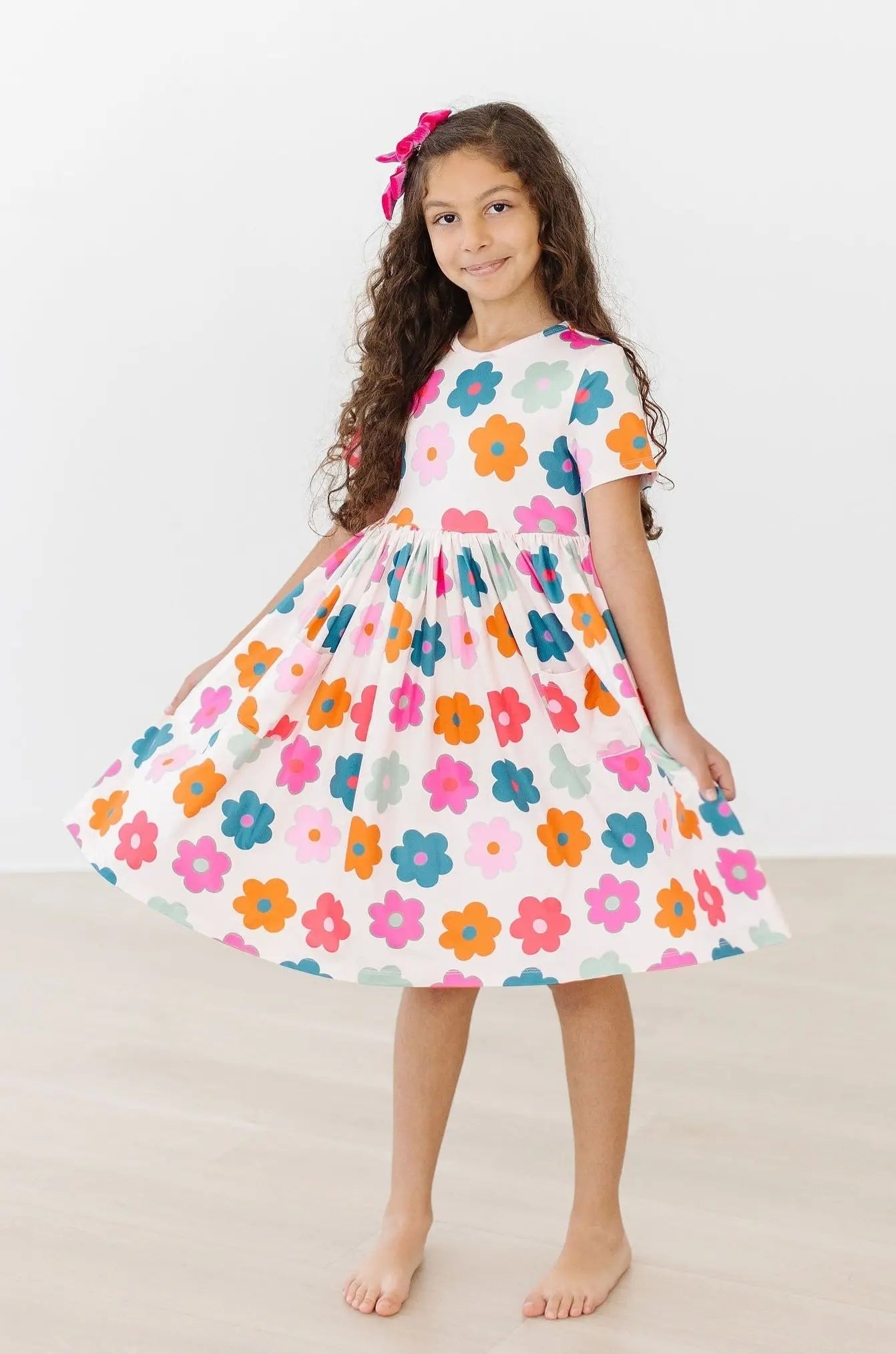 Mila & Rose ® Retro Floral S/S Pocket Twirl Dress - 