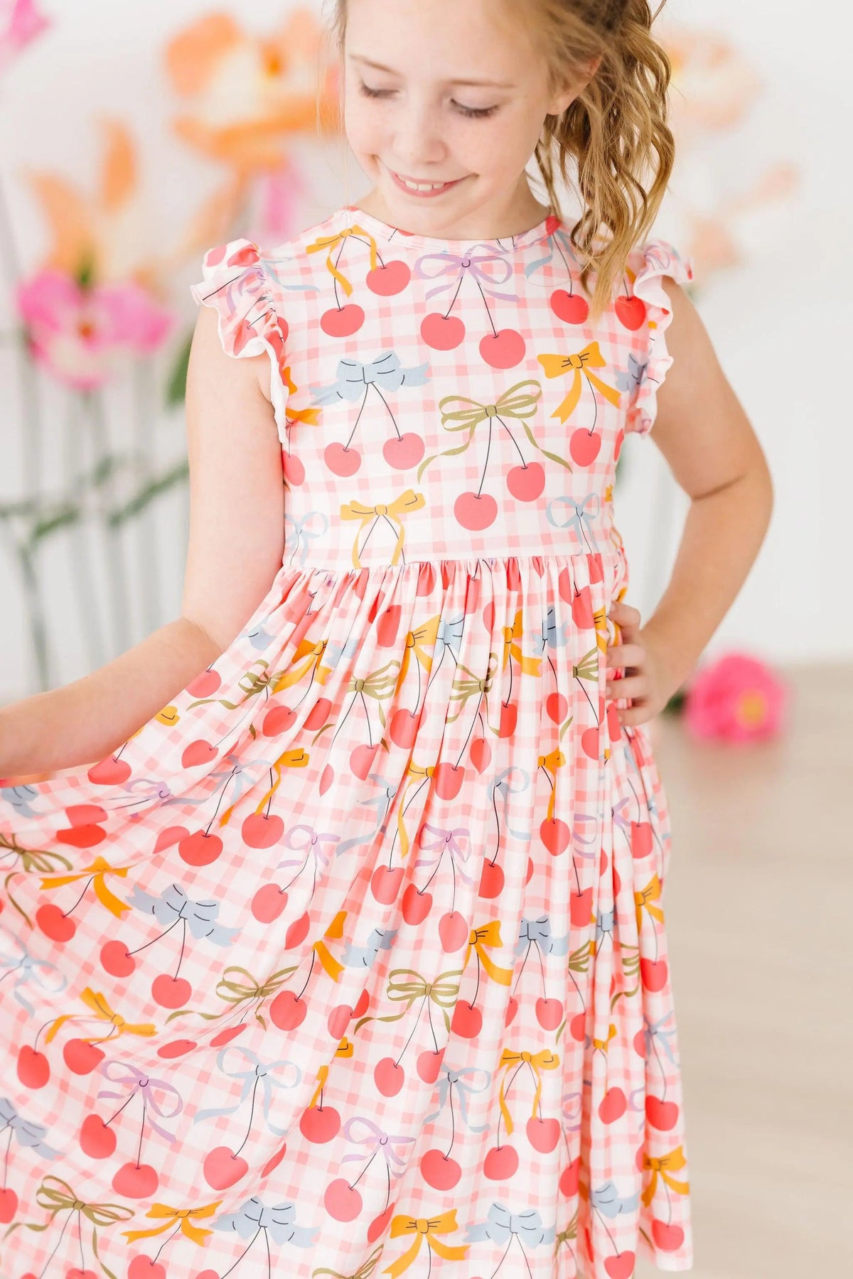 Mila & Rose ® Retro Picnic Flutter Sleeve Twirl Dress - 