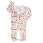 Sweet Bamboo Retro Roller Skates Baby Footie with Hypoallergenic Fabric for Infants - 