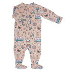 Sweet Bamboo Retro Roller Skates Baby Footie with Two Way Zip for Easy Changes - 