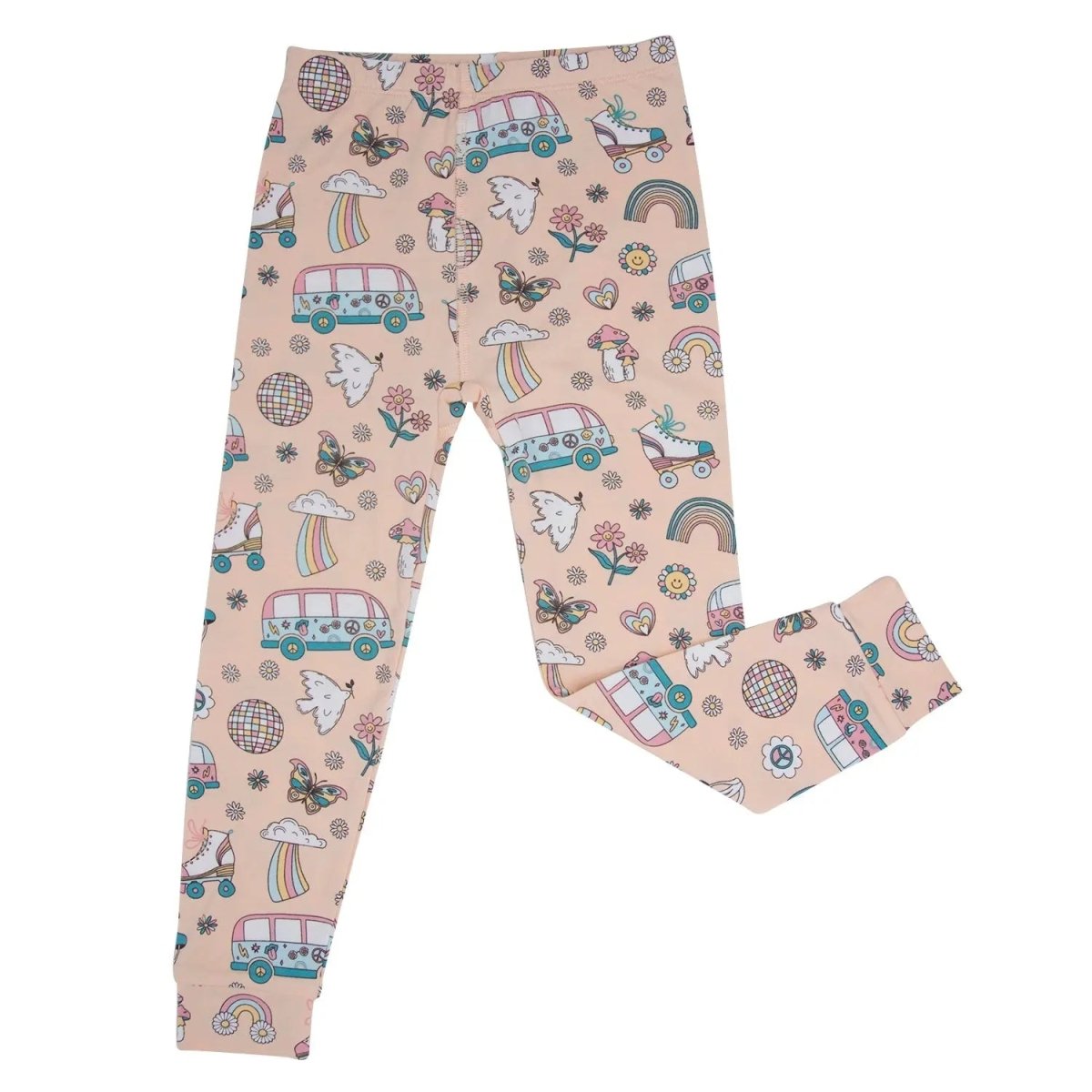 Sweet Bamboo Retro Roller Skates Pajama Set with Long Sleeves for Big Kids - 