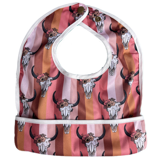 Retro Stripe Steerhead Flip Bib With Pocket For Easy Cleaning Texas Tushies