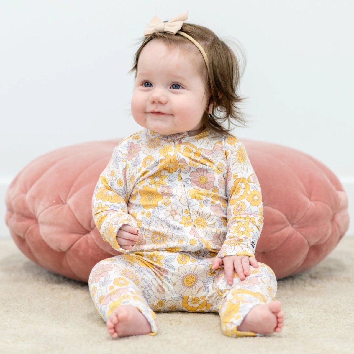 Sweet Bamboo Retro Vintage Flowers Convertible Romper with Soft Fabric for Baby - 
