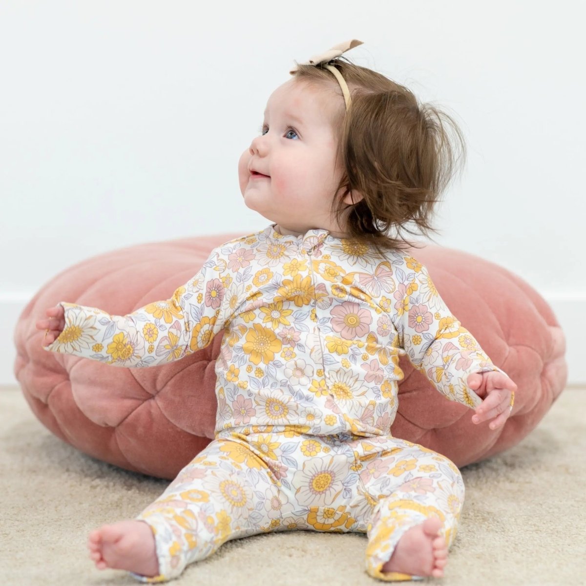 Sweet Bamboo Retro Vintage Flowers Convertible Romper with Soft Fabric for Baby - 