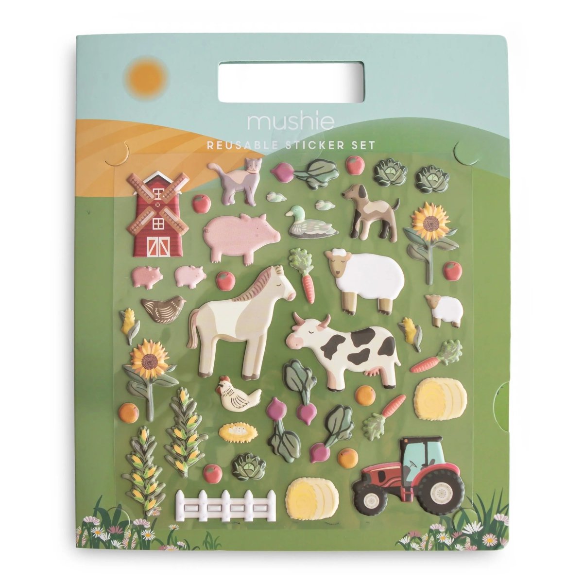 Mushie Reusable Farm Animal Sticker Set for Imaginative Storytelling and Pretend Play - 