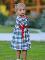 Christmas Embroidery Smocking Bow Plaid Girls Dress by Rylee Faith Designs