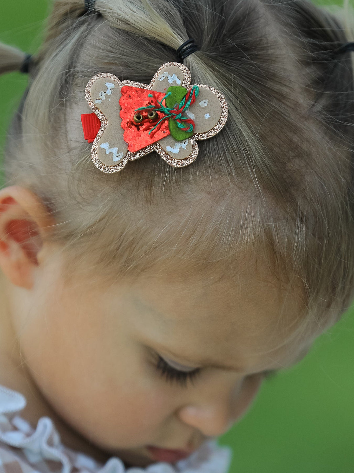Christmas Gingerbread Girls Hair Clip by Rylee Faith Designs