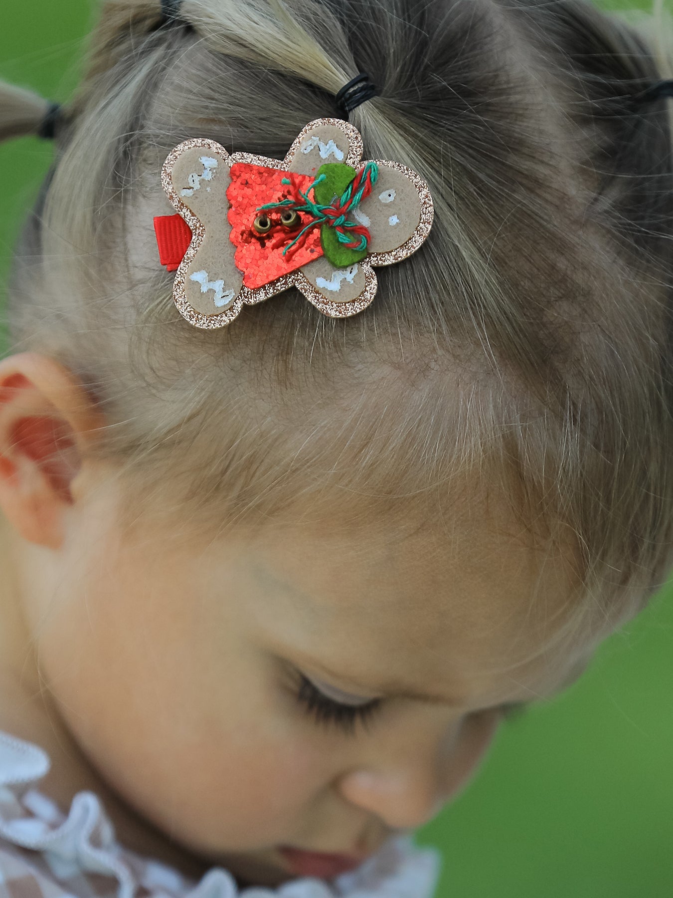 Christmas Gingerbread Girls Hair Clip by Rylee Faith Designs