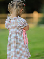 Christmas Vintage-Style Plaid Dress with Embroidered Gingerbread and Bows by Rylee Faith Designs
