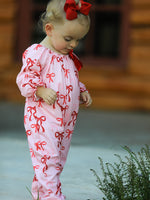 Bow Print Baby Girls Romper by Rylee Faith Designs