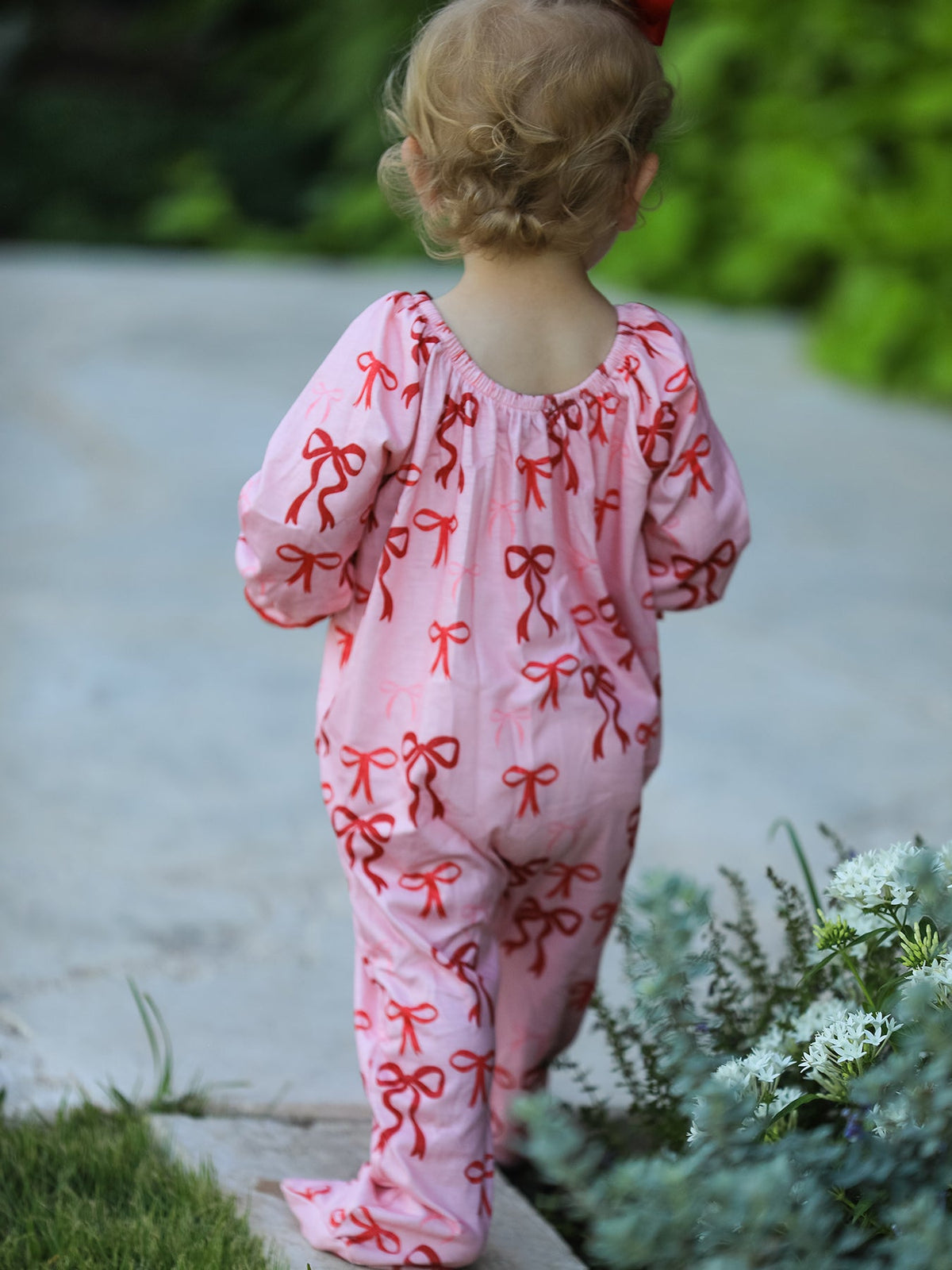 Bow Print Baby Girls Romper by Rylee Faith Designs