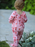 Bow Print Baby Girls Romper by Rylee Faith Designs