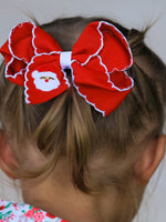Winter Christmas Santa Hair Clip 4.3inch by Rylee Faith Designs