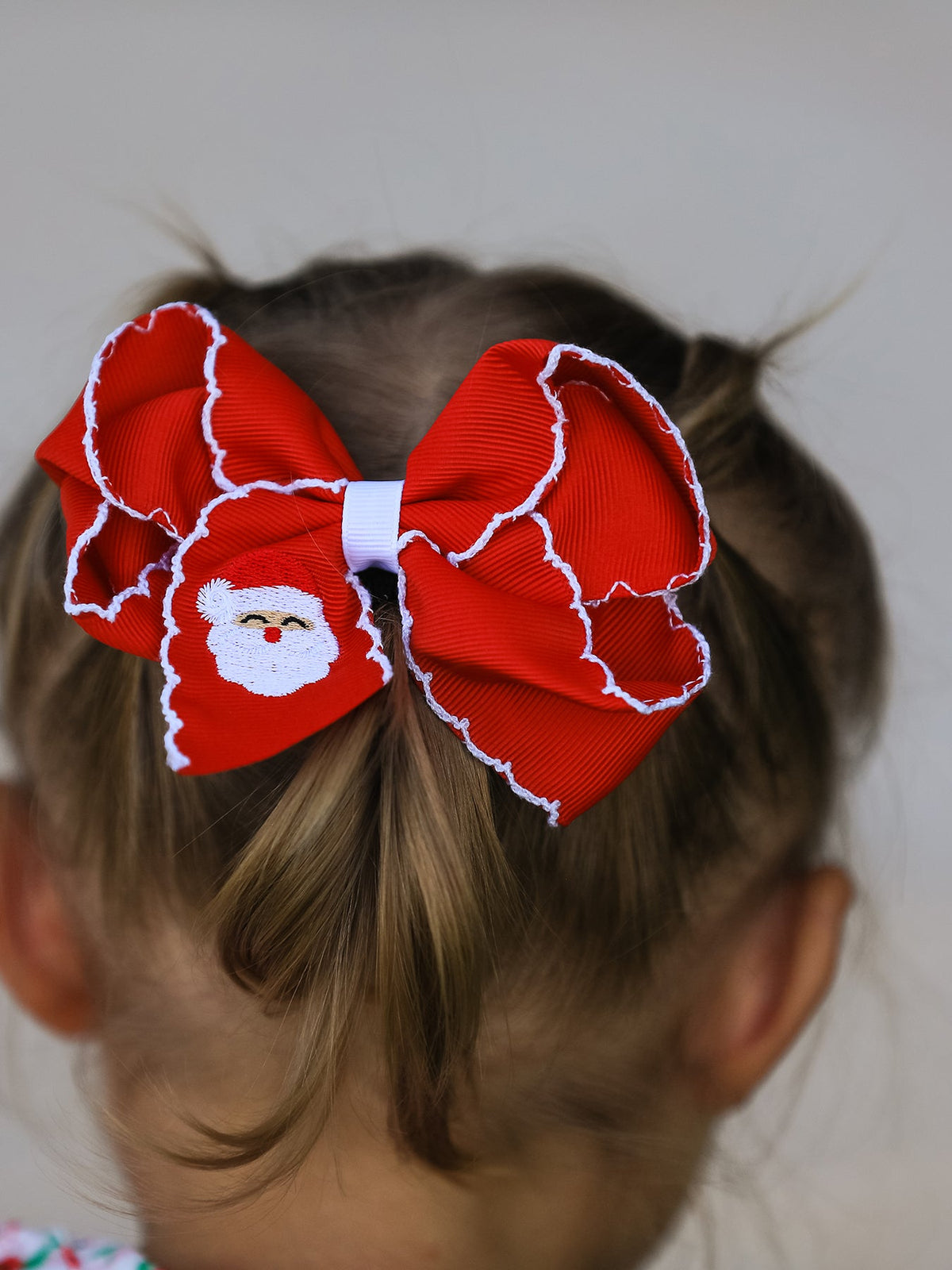 Winter Christmas Santa Hair Clip 4.3inch by Rylee Faith Designs