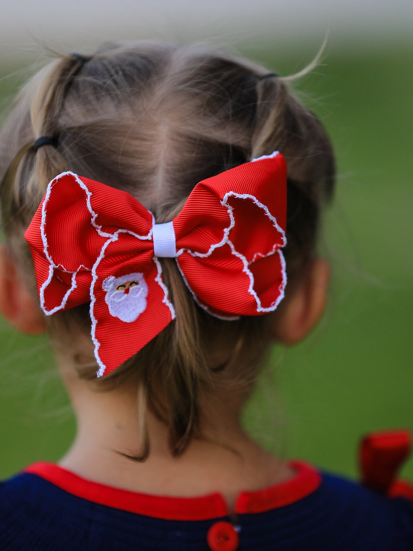 Winter Christmas Santa Hair Clip 4.3inch by Rylee Faith Designs
