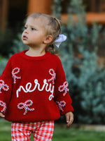 Mom and Me Winter Christmas Red "merry" Pullover Sweater by Rylee Faith Designs