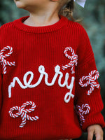 Mom and Me Winter Christmas Red "merry" Pullover Sweater by Rylee Faith Designs