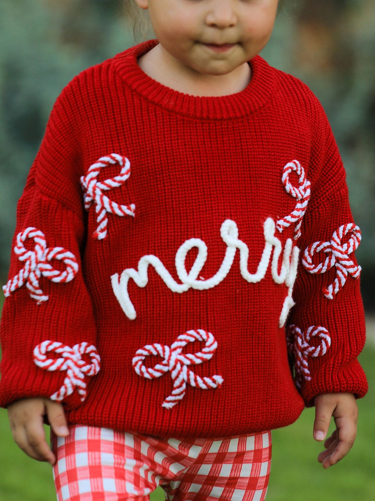 Mom and Me Winter Christmas Red "merry" Pullover Sweater by Rylee Faith Designs