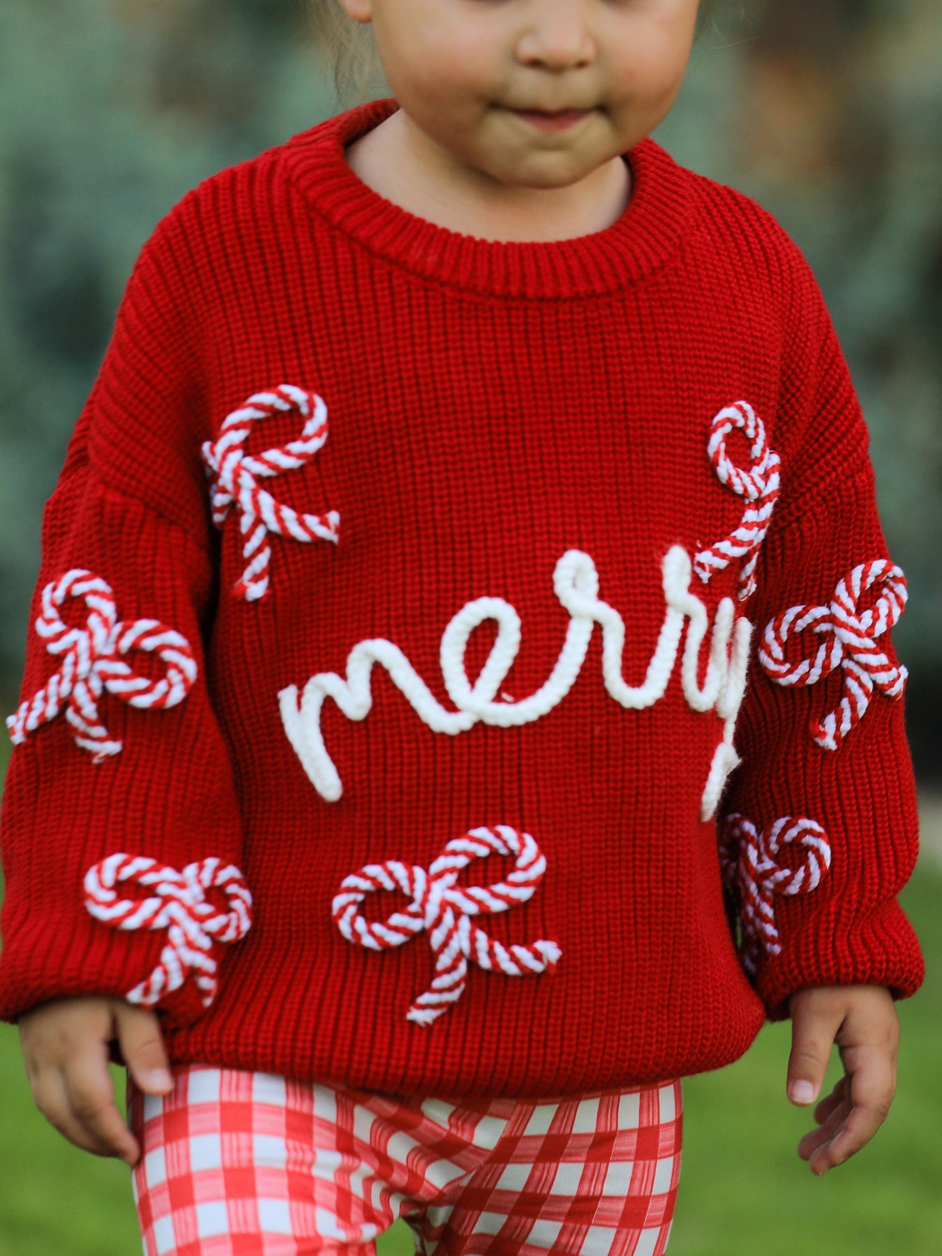 Mom and Me Winter Christmas Red "merry" Pullover Sweater by Rylee Faith Designs