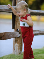 Christmas Tree Dog Smocking Embroidered Baby Boys Romper by Rylee Faith Designs