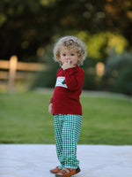 Christmas Tree Dog Smocking Embroidered  Plaid Boys Set by Rylee Faith Designs
