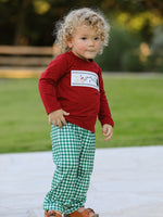 Christmas Tree Dog Smocking Embroidered  Plaid Boys Set by Rylee Faith Designs