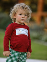 Christmas Tree Dog Smocking Embroidered  Plaid Boys Set by Rylee Faith Designs