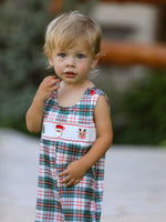 Christmas Jonjon Plaid Smocking Embroidered Boys Romper by Rylee Faith Designs