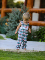 Christmas Jonjon Plaid Smocking Embroidered Boys Romper by Rylee Faith Designs
