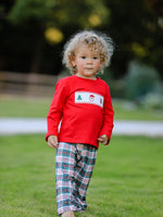 Christmas Plaid Smocking Embroidered Boys Set by Rylee Faith Designs