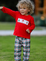 Christmas Plaid Smocking Embroidered Boys Set by Rylee Faith Designs