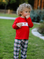Christmas Plaid Smocking Embroidered Boys Set by Rylee Faith Designs