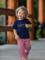 Christmas Holiday Celebration Boys Set: Navy with Santa Sleigh by Rylee Faith Designs