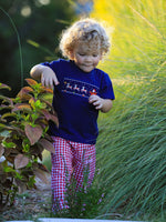 Christmas Holiday Celebration Boys Set: Navy with Santa Sleigh by Rylee Faith Designs