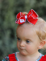 Winter Christmas Santa Hair Clip 4.3inch by Rylee Faith Designs