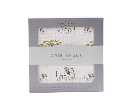 Rhinos and Elephants Bamboo Muslin Crib Sheet 100 Percent Natural Soft Breathable Baby Bedding 28 x 52 Inches Newcastle Classics